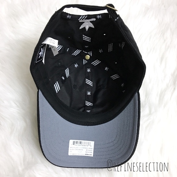 Adidas Black Corduroy Relaxed Strapback Hat Cap - Picture 6 of 8